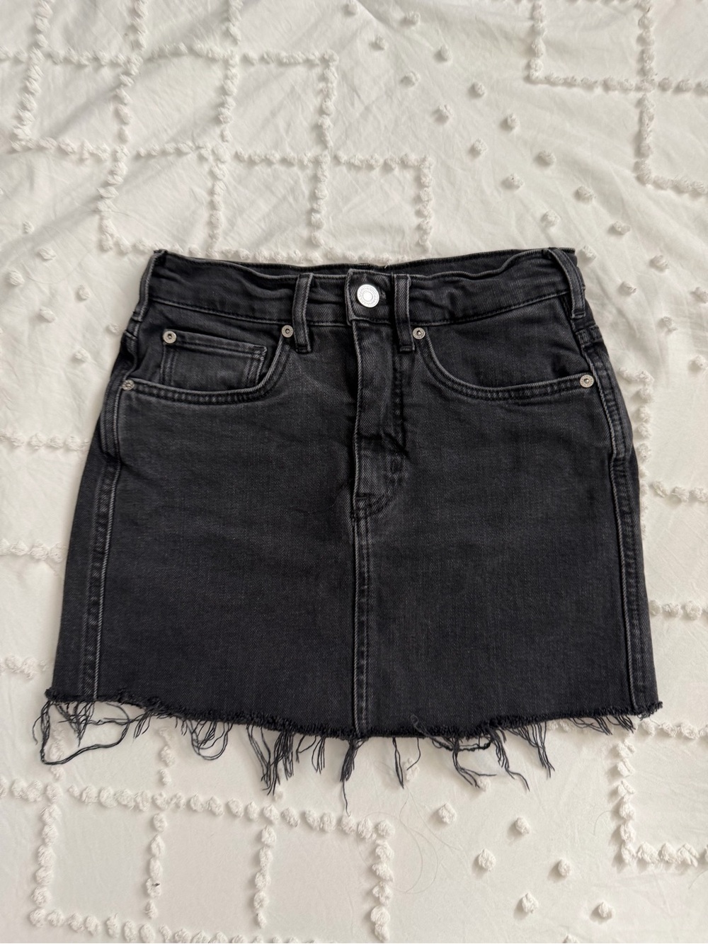 Scotch & Soda Black Denim Mini Skirt Raw Hem